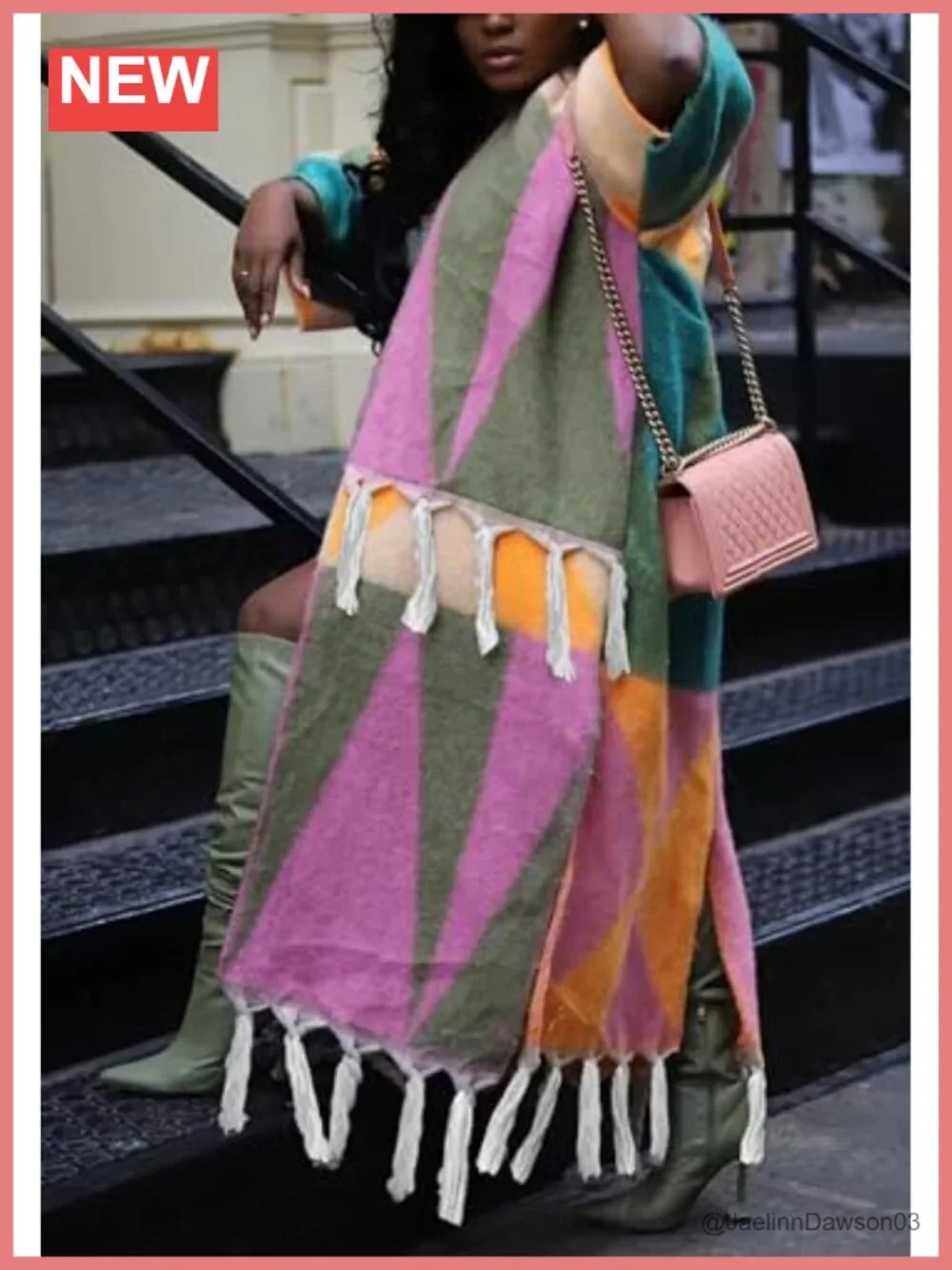 Women's Long Tassel Sweater Cardigan Oversized Poncho Knit